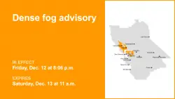 Dense fog advisory affecting North Bay Interior Valleys and East Bay Interior Valleys until Saturday midday